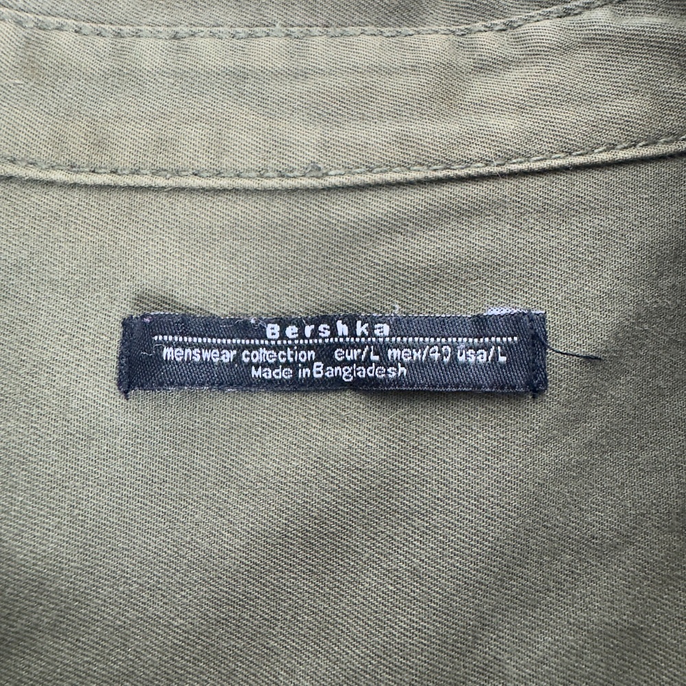 Bershka Vintage Green Military Patchwork Utility Shirt - Picture 11 of 11